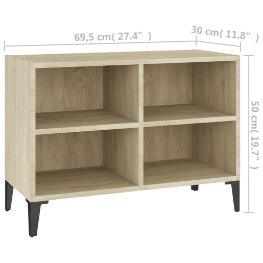 Móvel de TV - Modulo de TV - Armário de TV com pernas em metal 69,5x30x50 cm carvalho sonoma