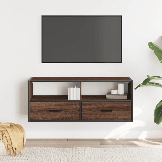 Móvel pTV - Armário TV 100x31x39,5cm deriv. madeirametal carvalho castanho