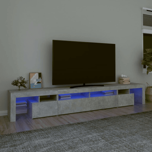 Móvel de TV - Modulo de TV - Armário de TV com luzes LED 260x36,5x40 cm cinzento cimento