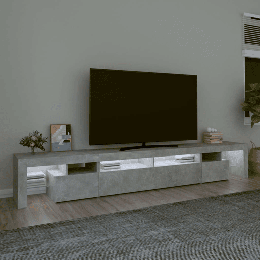 Móvel de TV - Modulo de TV - Armário de TV com luzes LED 260x36,5x40 cm cinzento cimento