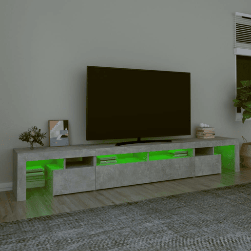Móvel de TV - Modulo de TV - Armário de TV com luzes LED 260x36,5x40 cm cinzento cimento