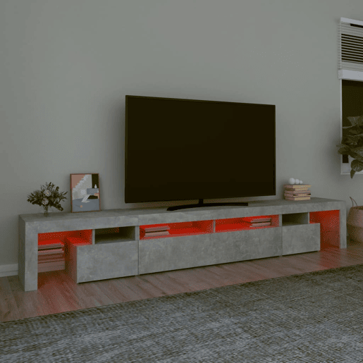 Móvel de TV - Modulo de TV - Armário de TV com luzes LED 260x36,5x40 cm cinzento cimento