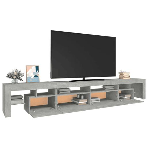 Móvel de TV - Modulo de TV - Armário de TV com luzes LED 260x36,5x40 cm cinzento cimento