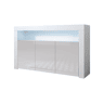 Aparador Sala de estar e jantar BrancoCinzento 155x37x91,5 3 portas LED Aker Muebles Bonitos