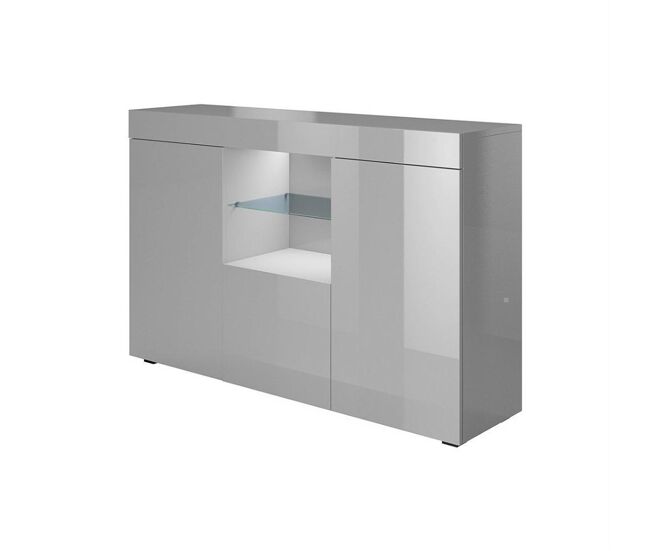 Aparador salón comedor gris 135x34x72 3 puertas led sefora muebles bonitos