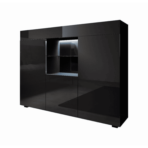 Aparador Sala de estar e jantar Preto 135x34x72 3 portas LED Sefora Muebles Bonitos Aparador Sala de estar e jantar Preto 135x34x72 3 portas LED Sefora Muebles Bonitos