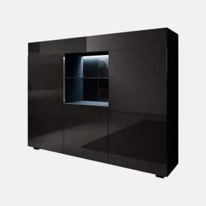 Aparador Sala de estar e jantar Preto 135x34x72 3 portas LED Sefora Muebles Bonitos