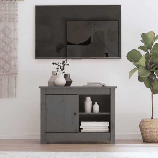 Móvel de TV - Modulo de TV - Armário de TV 70x36,5x52 cm madeira de pinho maciça cinza