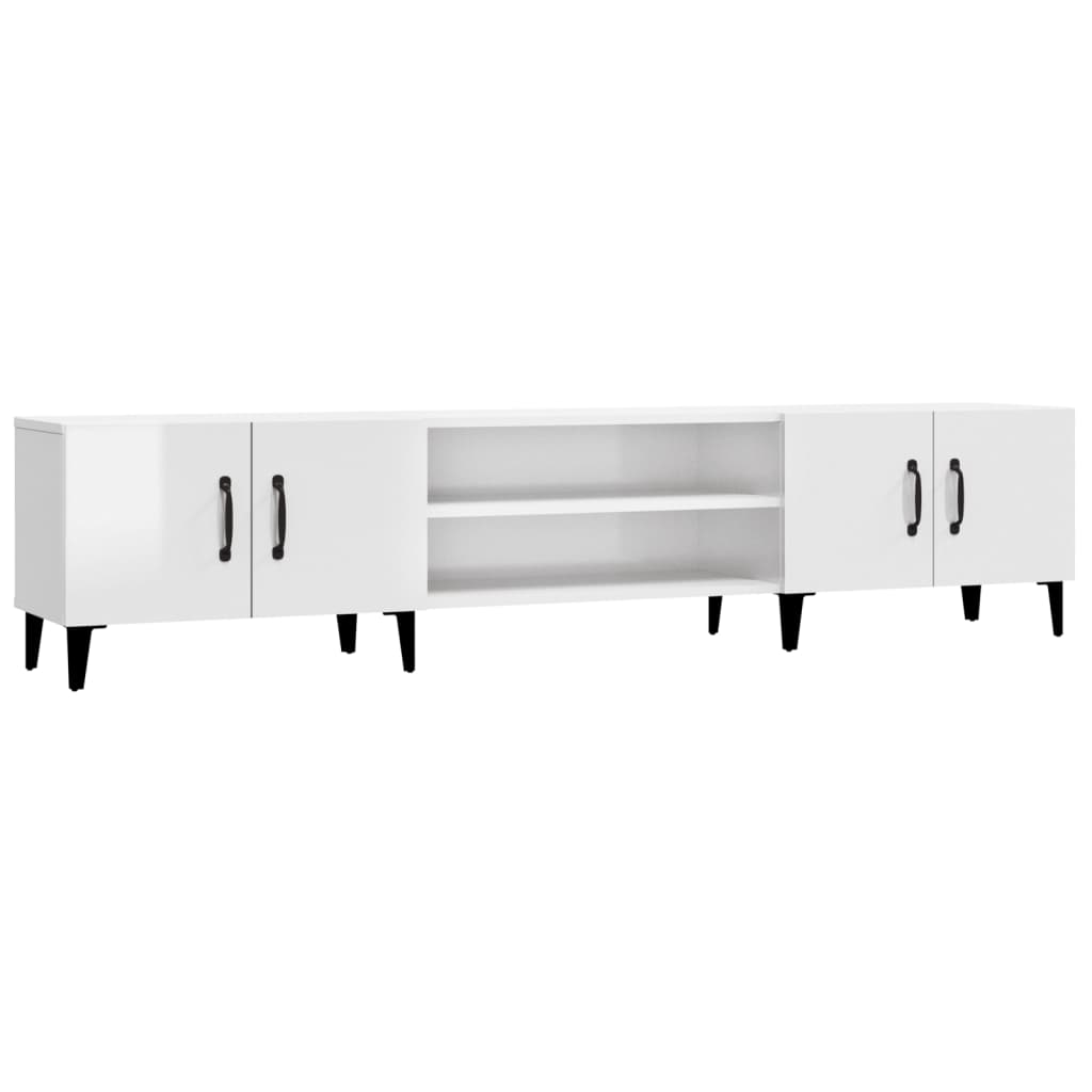 mueble tv - mesa de tv madera contrachapada blanco brillo 180x315x40 cm