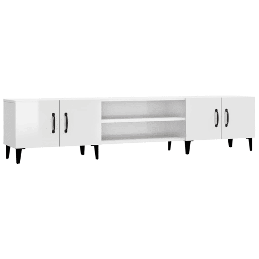 Móvel de TV - Modulo de TV - Armário de TV 180x31,5x40cm derivados de madeira branco brilhante