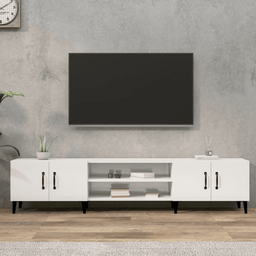 Móvel de TV - Modulo de TV - Armário de TV 180x31,5x40cm derivados de madeira branco brilhante