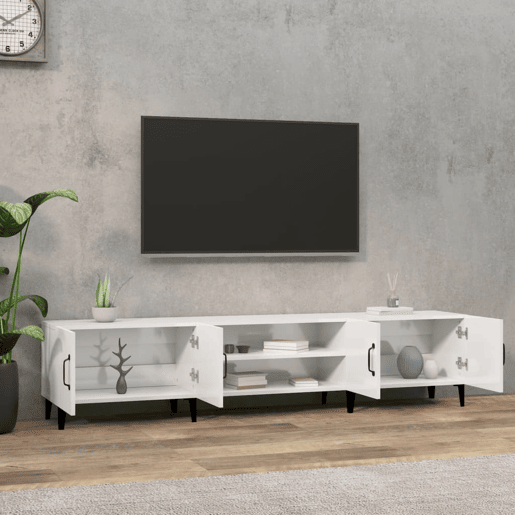 Móvel de TV - Modulo de TV - Armário de TV 180x31,5x40cm derivados de madeira branco brilhante