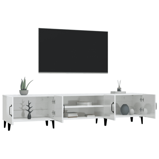 Móvel de TV - Modulo de TV - Armário de TV 180x31,5x40cm derivados de madeira branco brilhante