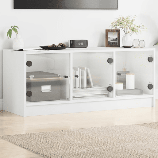 Móvel de TV - Modulo de TV - Armário de TV c portas de vidro 102x37x42 cm branco