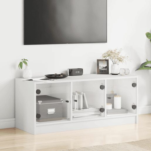 Móvel de TV - Modulo de TV - Armário de TV c portas de vidro 102x37x42 cm branco