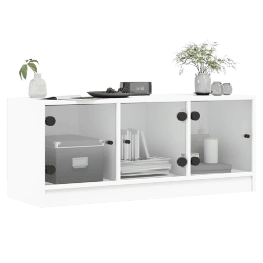 Móvel de TV - Modulo de TV - Armário de TV c portas de vidro 102x37x42 cm branco