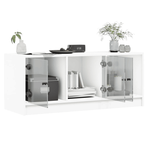 Móvel de TV - Modulo de TV - Armário de TV c portas de vidro 102x37x42 cm branco