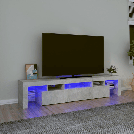 Móvel de TV - Modulo de TV - Armário de TV com luzes LED 200x36,5x40 cm cinzento cimento