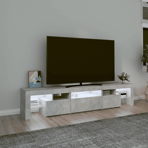 Móvel de TV - Modulo de TV - Armário de TV com luzes LED 200x36,5x40 cm cinzento cimento