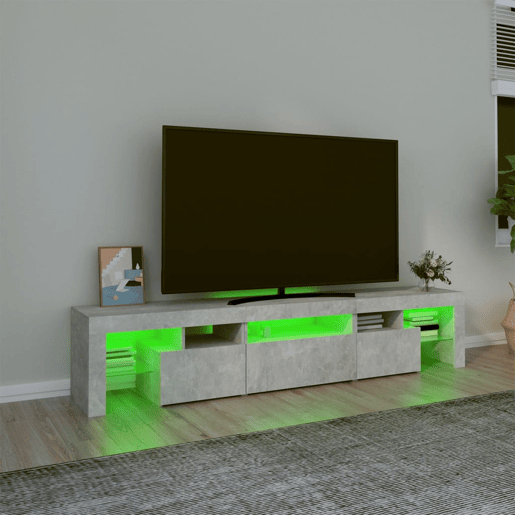 Móvel de TV - Modulo de TV - Armário de TV com luzes LED 200x36,5x40 cm cinzento cimento