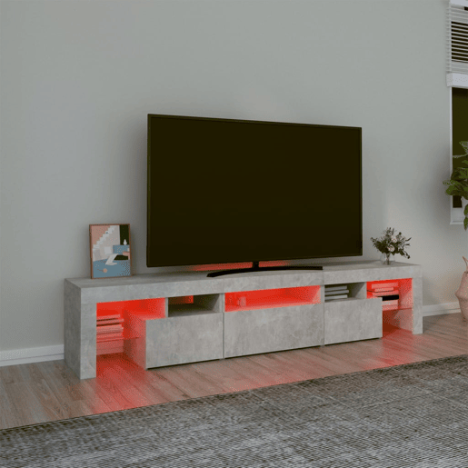 Móvel de TV - Modulo de TV - Armário de TV com luzes LED 200x36,5x40 cm cinzento cimento