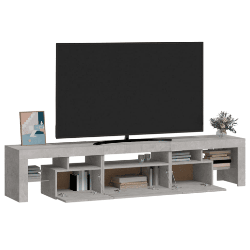 Móvel de TV - Modulo de TV - Armário de TV com luzes LED 200x36,5x40 cm cinzento cimento