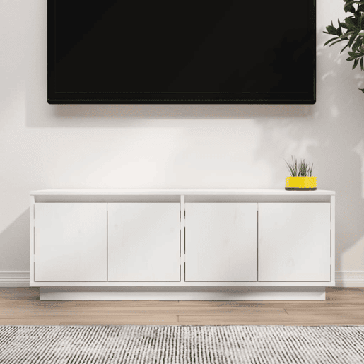 Móvel de TV - Modulo de TV - Armário de TV 110x34x40 cm madeira de pinho maciça branco
