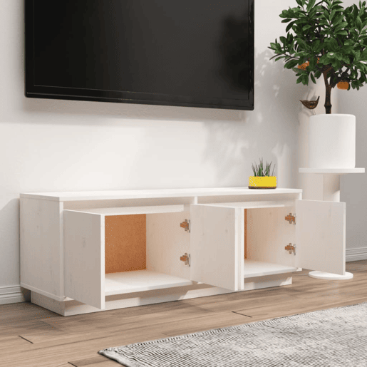 Móvel de TV - Modulo de TV - Armário de TV 110x34x40 cm madeira de pinho maciça branco