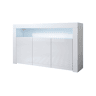 Aparador Sala de estar e jantar Branco 155x37x91,5 3 portas LED Aker Muebles Bonitos