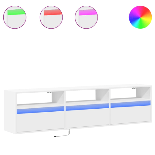 Móvel de parede para TV - Armário de TV com luzes LED 180x31x45 cm branco