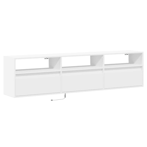 Móvel de parede para TV - Armário de TV com luzes LED 180x31x45 cm branco
