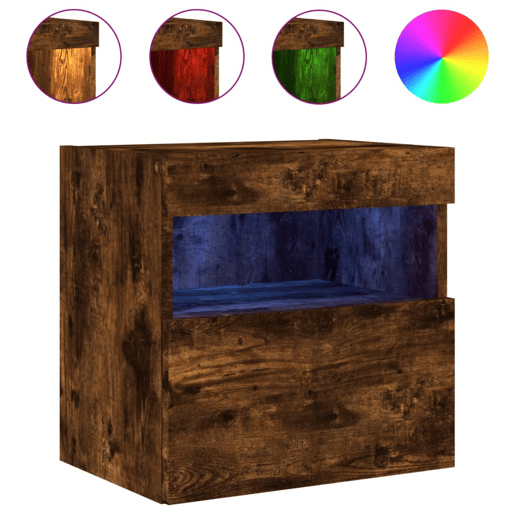 Móvel de parede p TV - Armário de TV c luzes LED 40x30x40 cm carvalho fumado