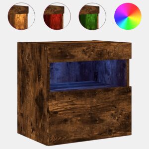 Móvel de parede p TV - Armário de TV c luzes LED 40x30x40 cm carvalho fumado