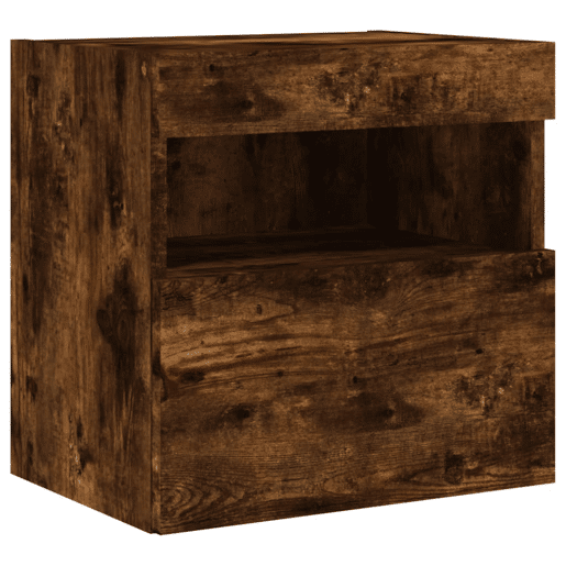 Móvel de parede p TV - Armário de TV c luzes LED 40x30x40 cm carvalho fumado