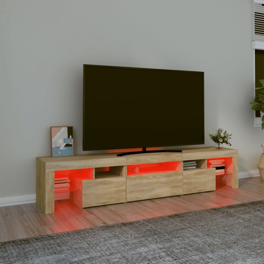 Móvel de TV - Modulo de TV - Armário de TV com luzes LED 200x36,5x40 cm carvalho sonoma