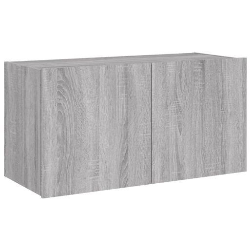 Móvel de parede p TV - Armário de TV c luzes LED 80x35x41 cm cinzento sonoma