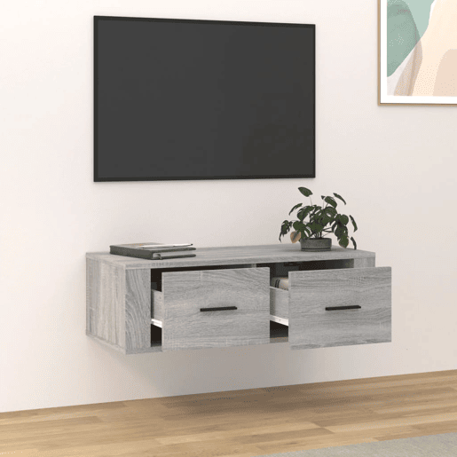 Armário TV - Móvel de TV suspenso 80x36x25 cm derivados madeira cinza sonoma