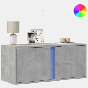 Móvel de parede p TV - Armário de TV c luzes LED 80x31x35 cm cinzento cimento