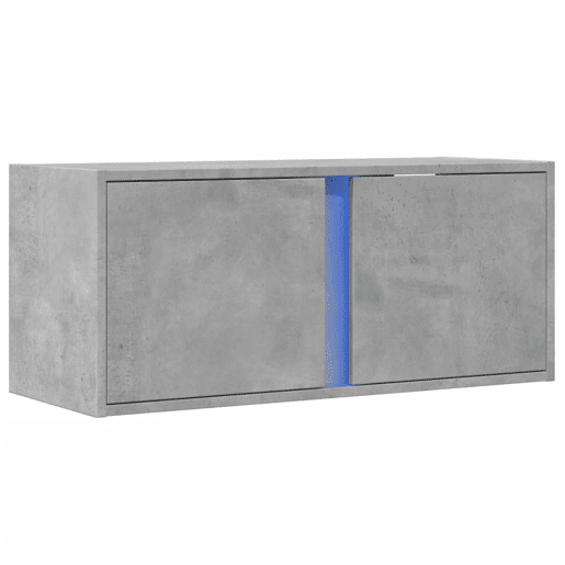 Móvel de parede p TV - Armário de TV c luzes LED 80x31x35 cm cinzento cimento