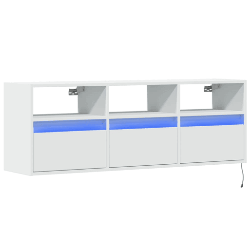 Móvel de parede para TV - Armário de TV com luzes LED 130x31x45 cm branco