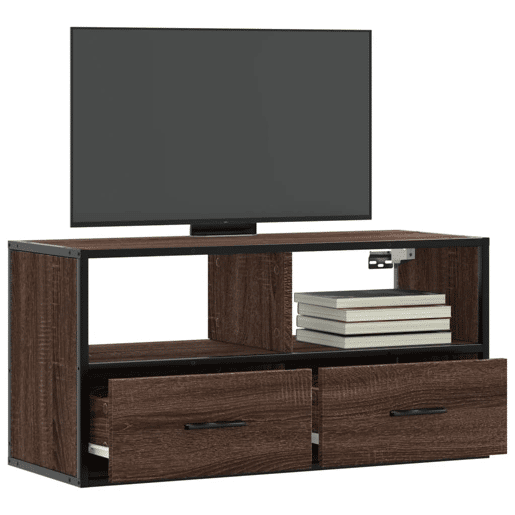 Móvel p TV, Armário de TV 80x31x39,5cm deriv. madeirametal carvalho castanho