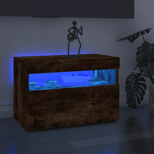 Móvel de TV - Modulo de TV - Armário de TV com luzes LED 60x35x40 cm carvalho fumado