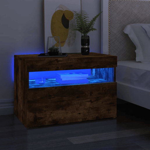Móvel de TV - Modulo de TV - Armário de TV com luzes LED 60x35x40 cm carvalho fumado