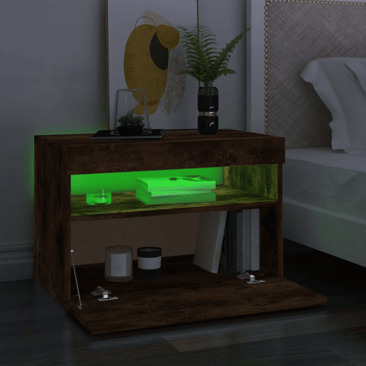 Móvel de TV - Modulo de TV - Armário de TV com luzes LED 60x35x40 cm carvalho fumado