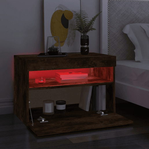 Móvel de TV - Modulo de TV - Armário de TV com luzes LED 60x35x40 cm carvalho fumado