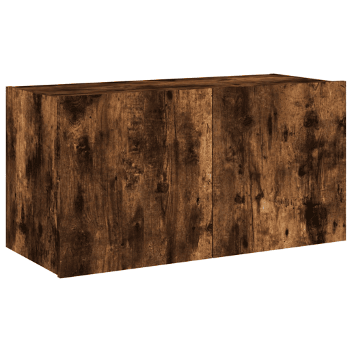 Móvel de parede p TV - Armário de TV c luzes LED 80x35x41 cm carvalho fumado