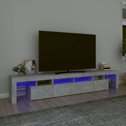 Móvel de TV - Modulo de TV - Armário de TV com luzes LED 230x36,5x40 cm cinzento cimento