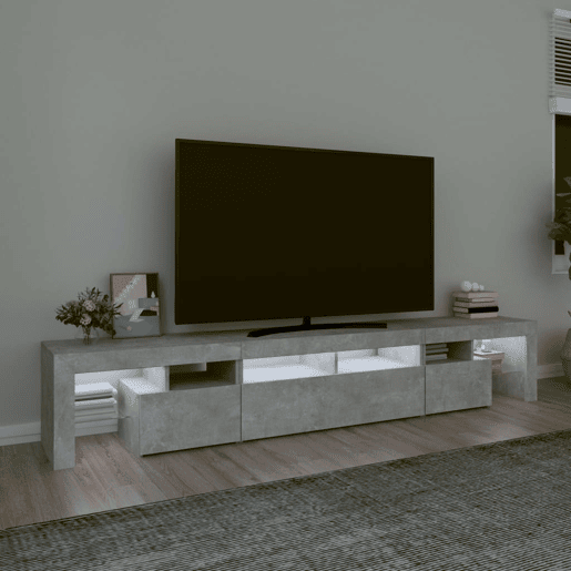Móvel de TV - Modulo de TV - Armário de TV com luzes LED 230x36,5x40 cm cinzento cimento