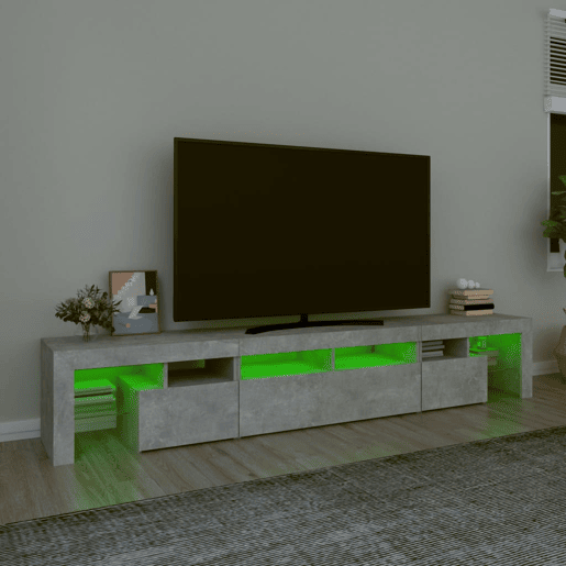 Móvel de TV - Modulo de TV - Armário de TV com luzes LED 230x36,5x40 cm cinzento cimento