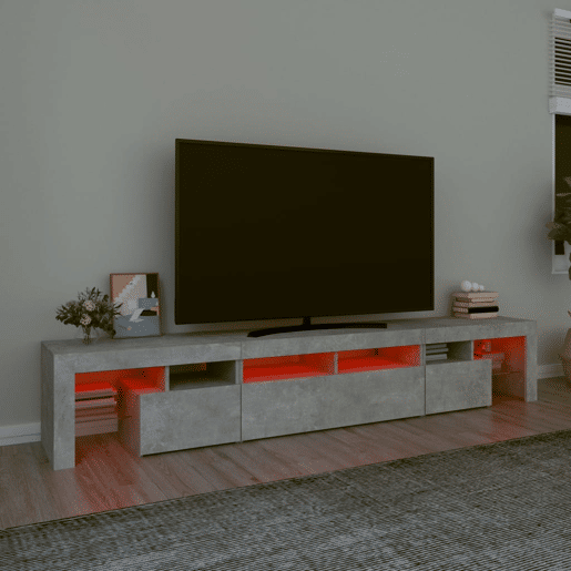 Móvel de TV - Modulo de TV - Armário de TV com luzes LED 230x36,5x40 cm cinzento cimento